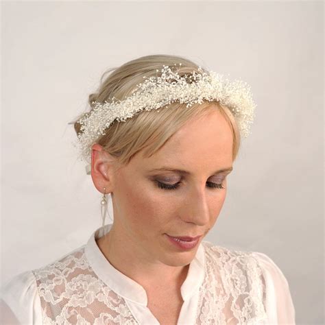 Babys Breath Crown White Flower Headband Bridal Hair Piece Etsy