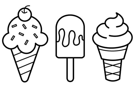 Dibujos de Helados para Colorear (90 Piezas). Imprimir gratis