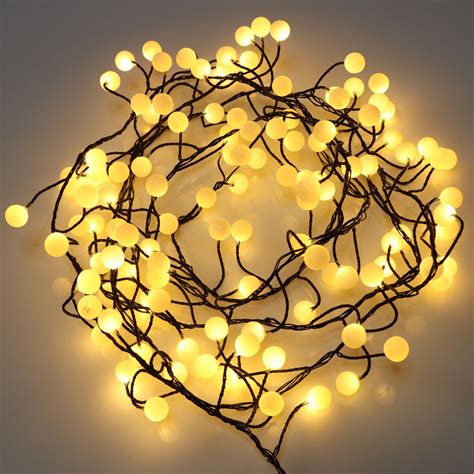 240 Warm White Led Berry Cluster Lights On Black Wire Plug In Garland