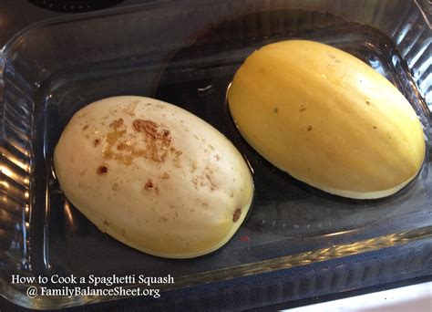 1 preheat the oven to 200°c/gas mark 6 2 slice the squash in half lengthways and scrape out the seeds with a spoon. How to Cook Spaghetti Squash - Family Balance Sheet