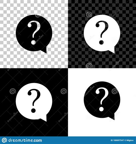 Question Mark In Circle Icon Isolated On Black White And