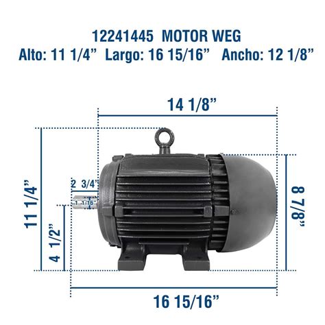 Motor Electrico Monofasico 5 Hp Weg 4 Polos 1750 Rpm Modelo 12241445