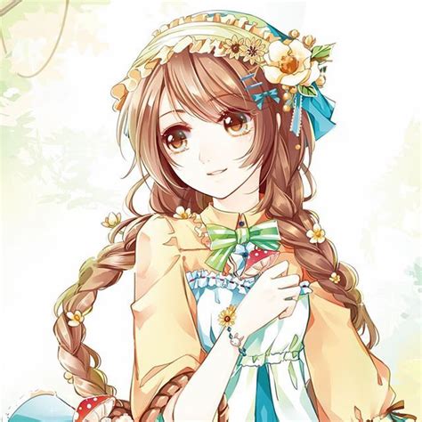 Cute Girl With Flowers ♥♥♥♥♥ Anime Girls ♥ Pinterest