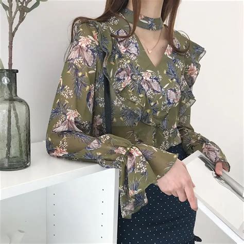 women s blouses japan kawaii ladies vintage summer loose sweet flower chiffon blouse female