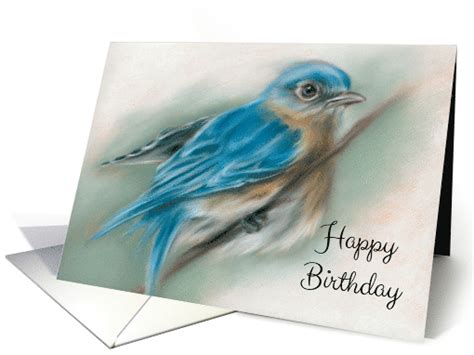Happy Birthday Bluebird Pastel Bird Artwork Card 1622348