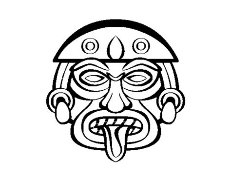 Ver más ideas sobre dibujos, dibujos para bordar, pintura en tela. Dibujo de Máscara azteca para Colorear - Dibujos.net