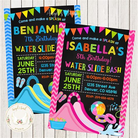 Water Slide Girl Or Babe Party Invitation Printable Digital File