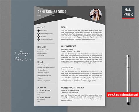 Recruiters and hiring managers are more likely to respond to a resume that is. For Mac Pages: Professional CV Template / Resume Template ...