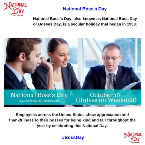 National Bosss Day October 16 Unless Weekend National Bosses Day
