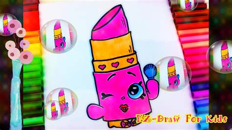 how to draw and color a cute shopkins lippy lips i step by step i eazy learning youtube