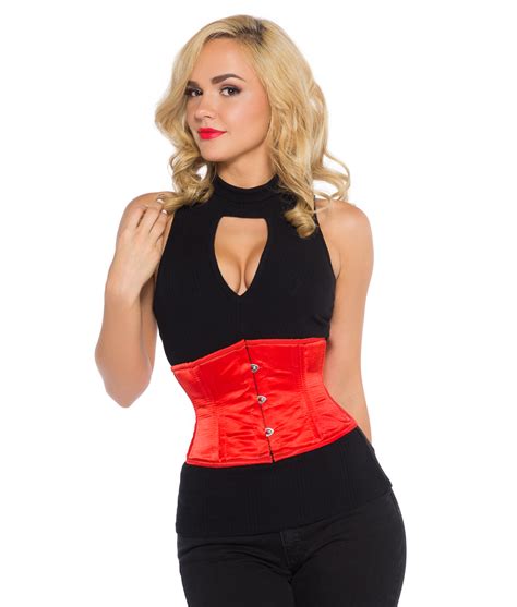 bella red satin underbust steel boned corset glamorous corset