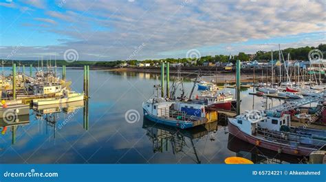 Boats In The Harbour At Low Tide In Digby Nova Scotia Stock Image