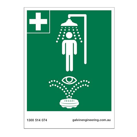 Galvinsafe® Safety Sign For Emergency Shower And Eye Wash 270x200 Haws