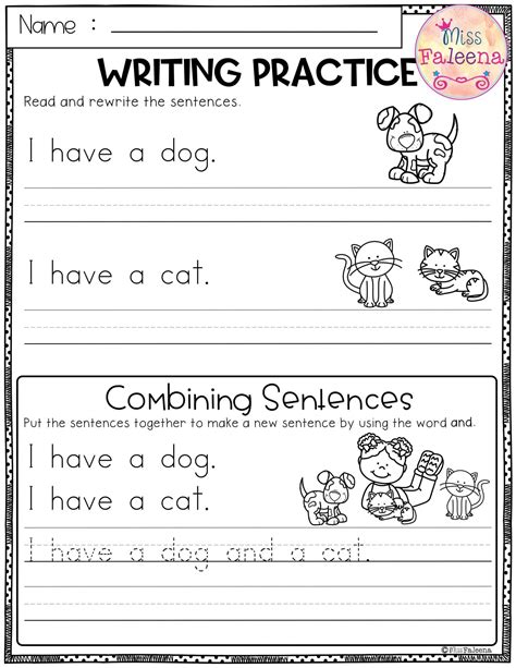 Printable Kindergarten Writing Worksheet