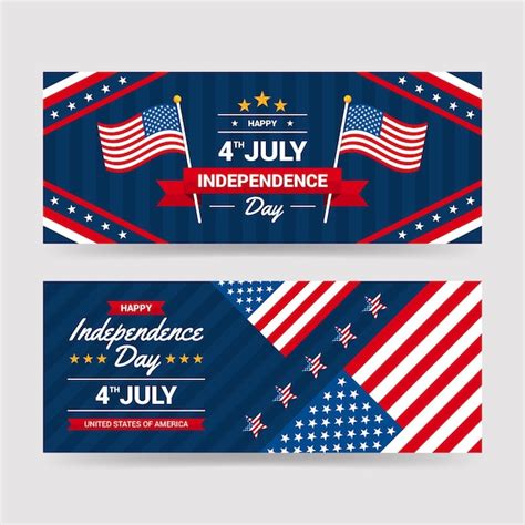 Free Vector Detailed 4th Of July Independence Day Banners Set