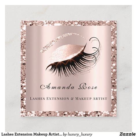 Lashes Extension Makeup Artist Beauty Rose Glitter Appointment Card
