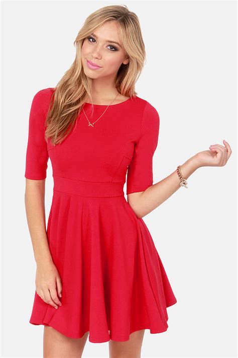 Black Swan Olivia Dress Cherry Red Dress Skater Dress 6300 Lulus