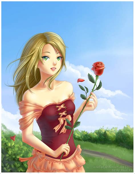 girl with a rose by aniel ak on deviantart