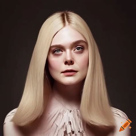 elle fanning getting her long straight hair trimmed by a stylist while backstage at a beauty
