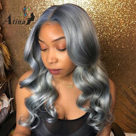 I'm sure you will agree with me that these pictures prove that short grey hairstyles look chic, modern and fabulous! Dark Grey Human Hair Lace Front Wigs Black Women Wavy 130% ...