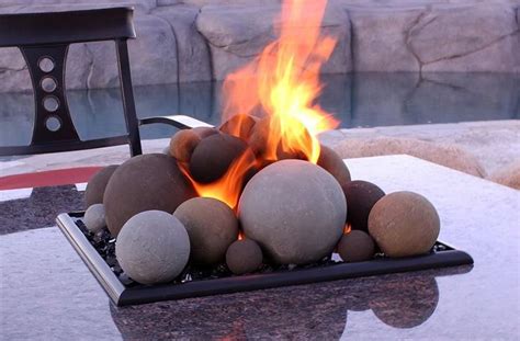 American Fire Glass Lite Stone Balls With Small Lava Rock Uniform S