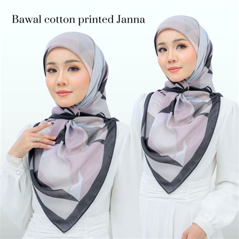 Zephia Tudung Bawal Cotton Printed Anti Kedut Ala Fareha Tudung Bawal