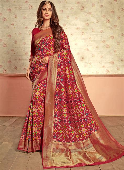 Designer Traditional Saree Weaving Patola Silk In Multi Colour Buy Online