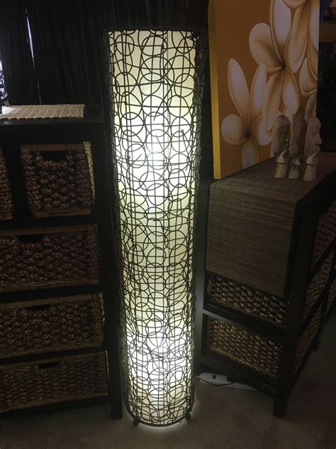 balinese woven rattan wicker floor lamp bali mystique