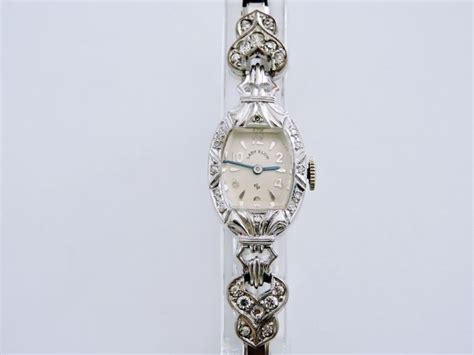 Vintage elgin 10 kt gold filled ladies wrist watch winding running (loose hand. Elgin Watch Company - LADY ELGIN - Diamonds 14K White Gold Vintage Women's Watch - Women - 1960 ...
