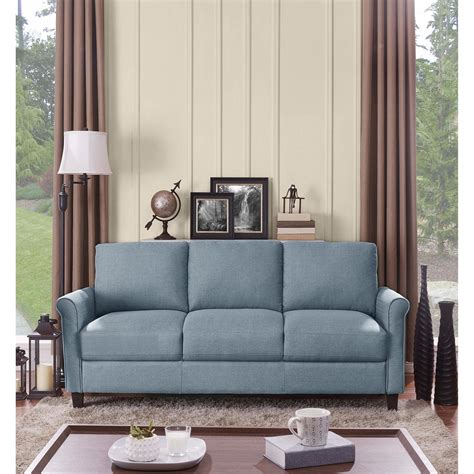 Signature design by ashley pindall brown sofa signature design by ashley pindall brown sofa. Handy Living Calhan Light Blue Textured Linen Sofa #brownandbluelivingroom | Linen sofa ...