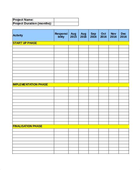 Master Project Plan Template Excel