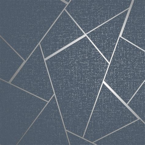 Fine Decor Quartz Navy Blue And Silver Apex Geometric