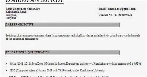 Cv format for freshers in word. Curriculum Vitae Format For MCA Freshers