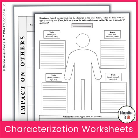 Direct And Indirect Characterization Worksheets Graphic Organizers Education Is Lit