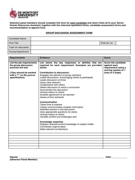 Group Discussion Assessment Form Pdf