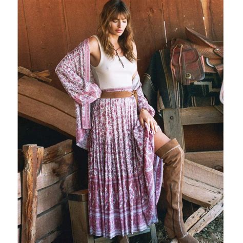 Buy Boho Gypsy Jasmine Print Maxi Skirt Women Sashes