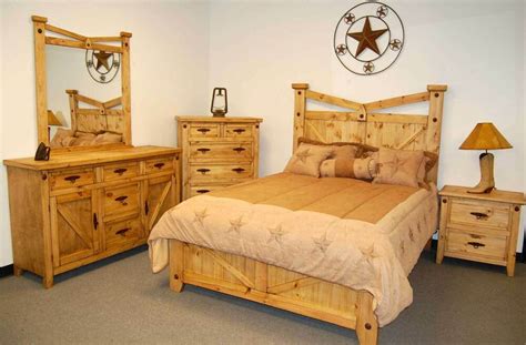 Rustic Santa Fe Bedroom Set King Bed Real Wood Western