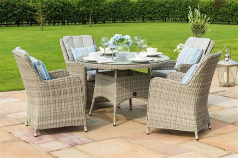 Set of 2 keelan garden rattan chairs, natural & black. Maze Rattan - Oxford 4 Seat Round Dining Set - With Venice ...
