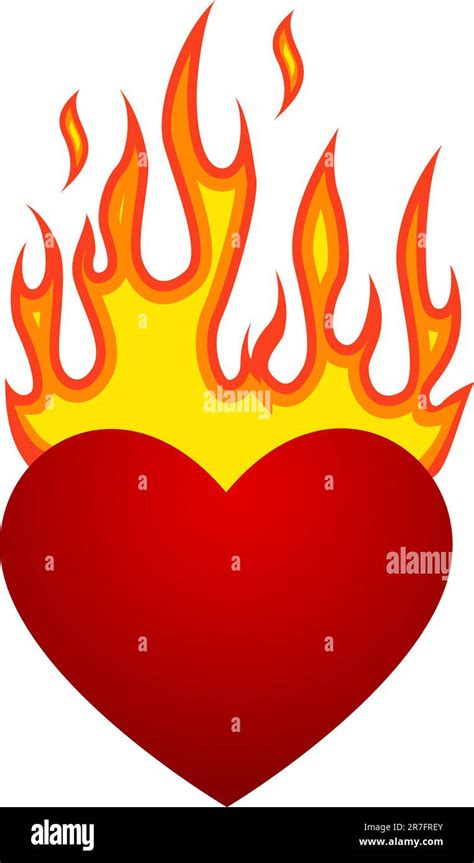 Vector Illustration With Flaming Heart At Fire Stock Vector Image And Art