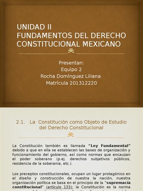 Fundamentos Del Derecho Constitucional Mexicano 1 Constitución