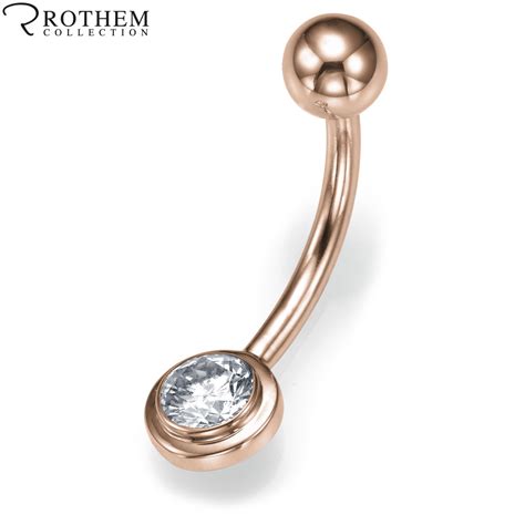 041 Ct J Si1 Sexy Diamond Navel Belly Button Piercing Ring Rose Gold