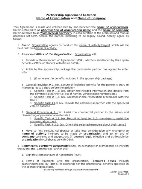 04 Moa Format Partnership Civil Law Legal System