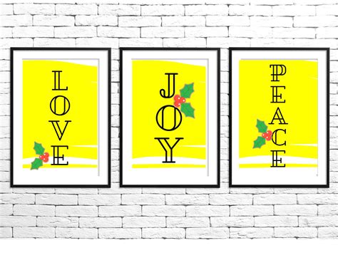 Love Joy Peace Holiday 3 Piece Wall Art Digital Print Etsy