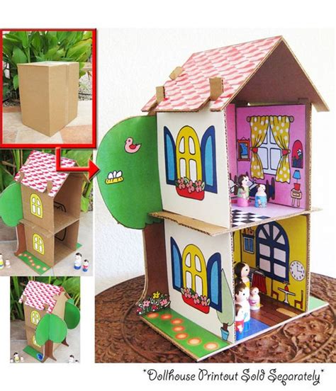 Sale Cardboard Dollhouse Pdf Pattern Recycle Cardboard