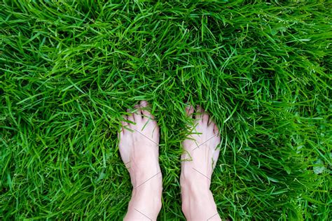 Female Feet On The Grass Barefoot High Quality People Images ~ Creative Market