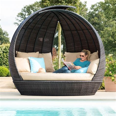 Shade ideas for your outdoor space. Maze Rattan - Lotus Daybed - Brown in 2020 | Rattan ...