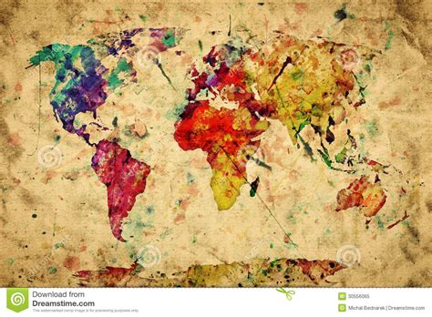 Personal and commercial use is allowed, but the files themselves cannot be resdistributed electronically. Vintage World Map. Colorful Paint Royalty Free Stock Photo ...