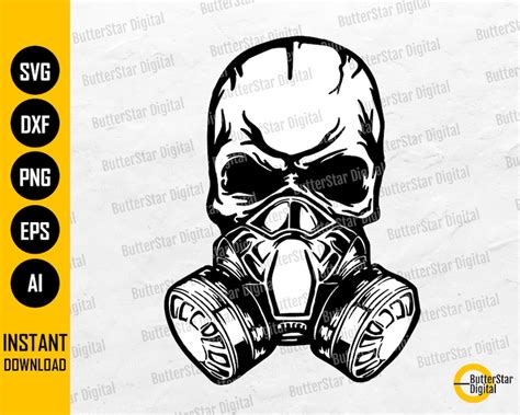 Skull Gas Mask Svg Biohazard Svg Gothic T Shirt Tattoo Etsy