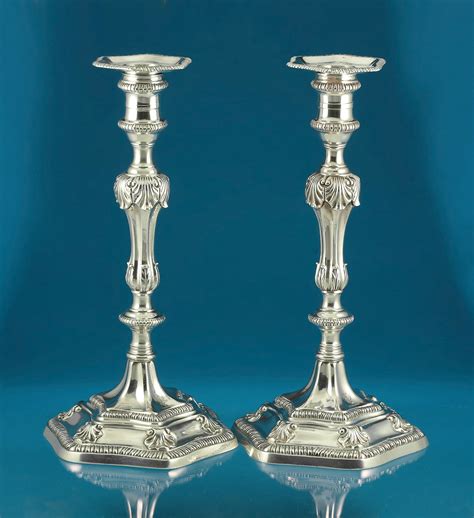 Pair Of George Iii Cast Silver Candlesticks William Cripps London