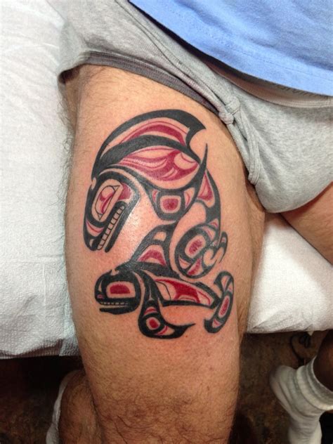 Haida Style Orca Whale With A Pupby Gauge~ Traditional Tattoo